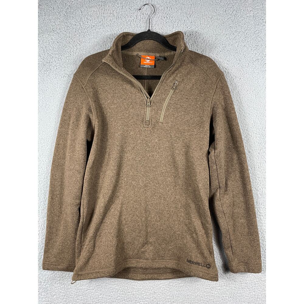 Merrell Mens Size S Brown Pullover Fleece 1/4 Zip Jacket